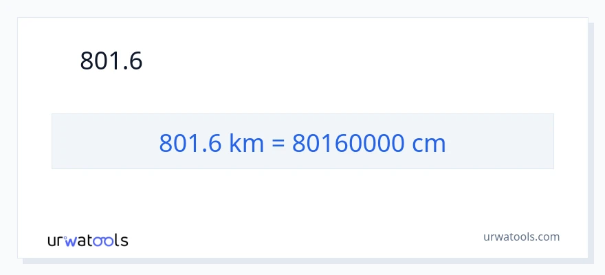 801.6 કિલોમીટર થી સેન્ટીમીટર રૂપાંતર