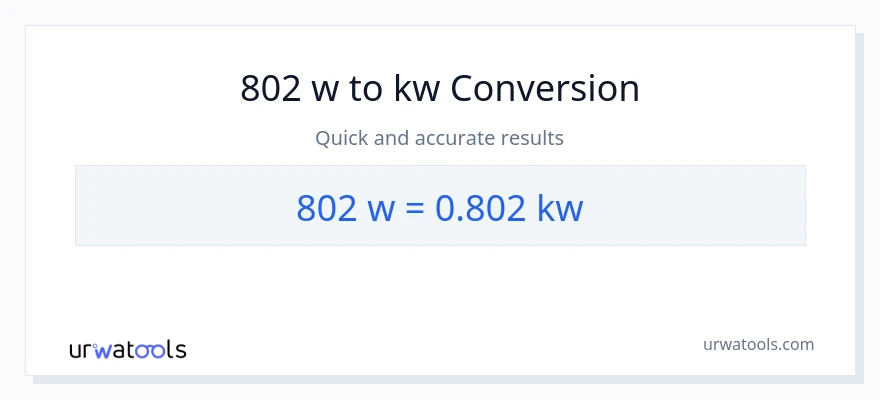 802 watts patungong kilowatts na conversion