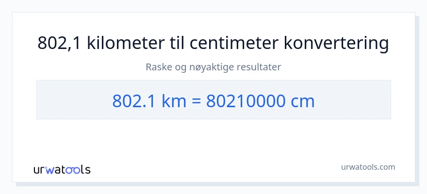 802.1 kilometer til Centimeter konvertering