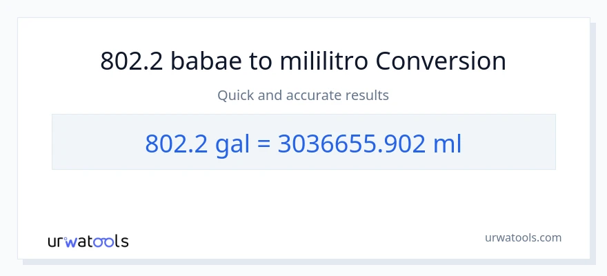 802.2 Mga galon patungong mga mililitro na conversion