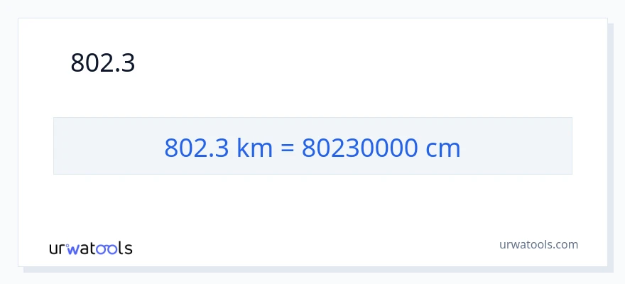 802.3 കിലോമീറ്റർ ൽ നിന്ന് സെന്റീമീറ്ററുകൾ ലേക്ക് പരിവർത്തനം