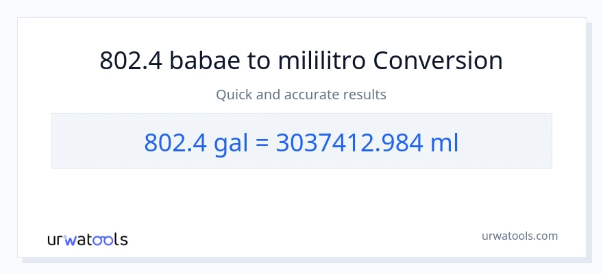 802.4 Mga galon patungong mga mililitro na conversion