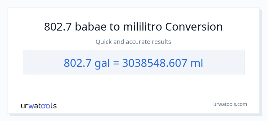 802.7 Mga galon patungong mga mililitro na conversion
