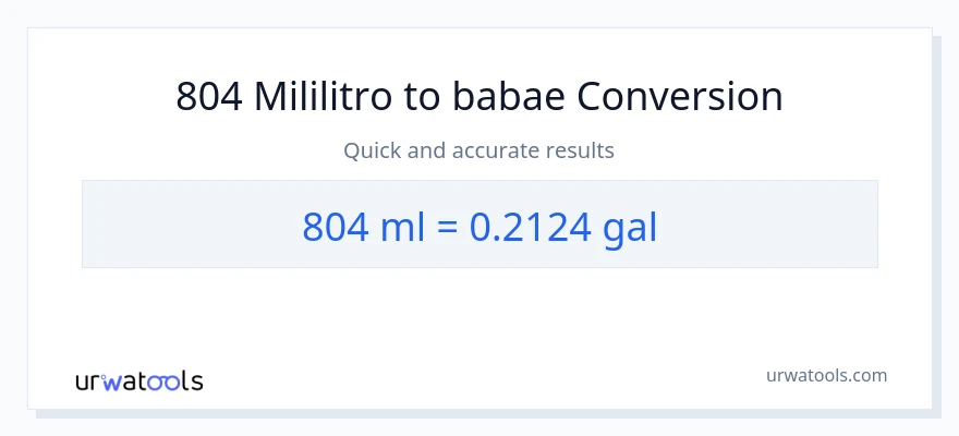 804 mga mililitro patungong Mga galon na conversion