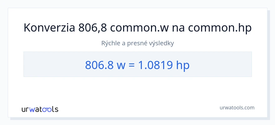 Konverzia z watty na konská sila: 806.8