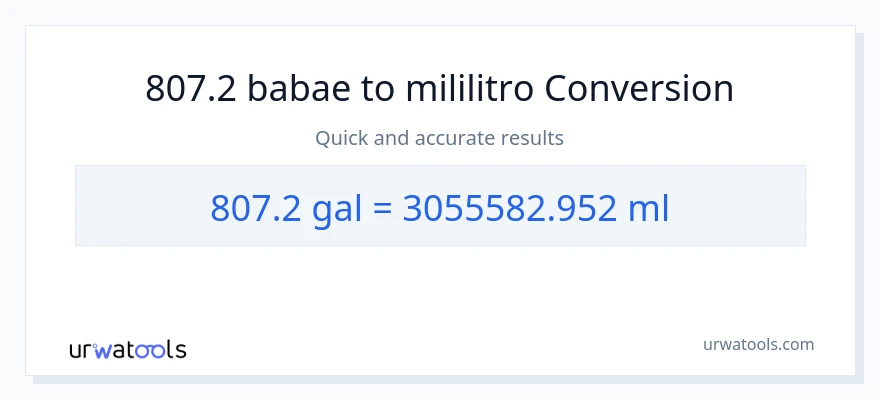 807.2 Mga galon patungong mga mililitro na conversion