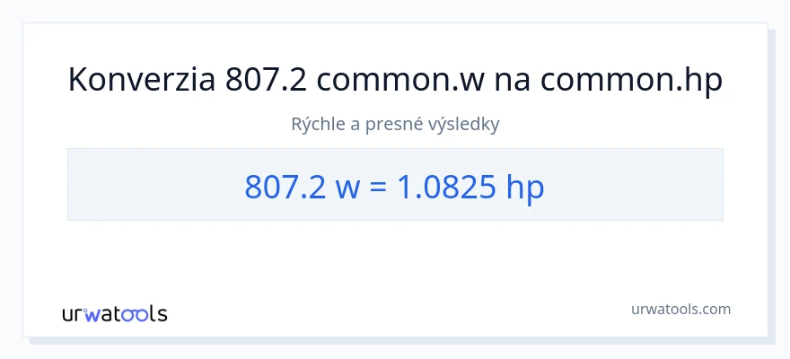 Konverzia z watty na konská sila: 807.2
