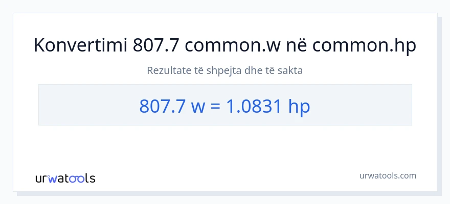Konvertimi 807.7 vat në kuajfuqi