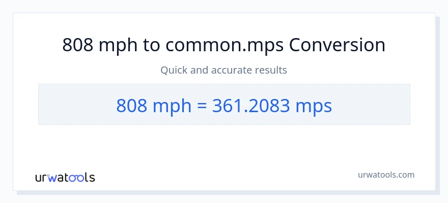 808 milya kada oras patungong Meters Per Second na conversion