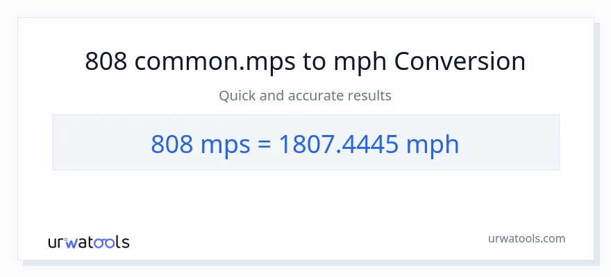 808 Meters Per Second patungong milya kada oras na conversion