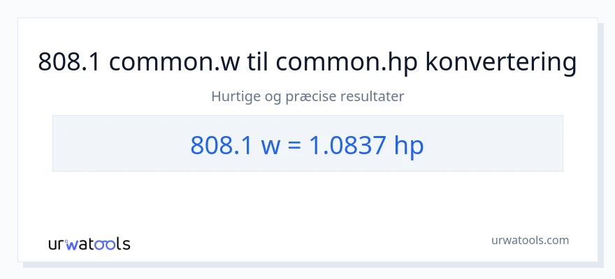 808.1 watt til hestekræfter konvertering