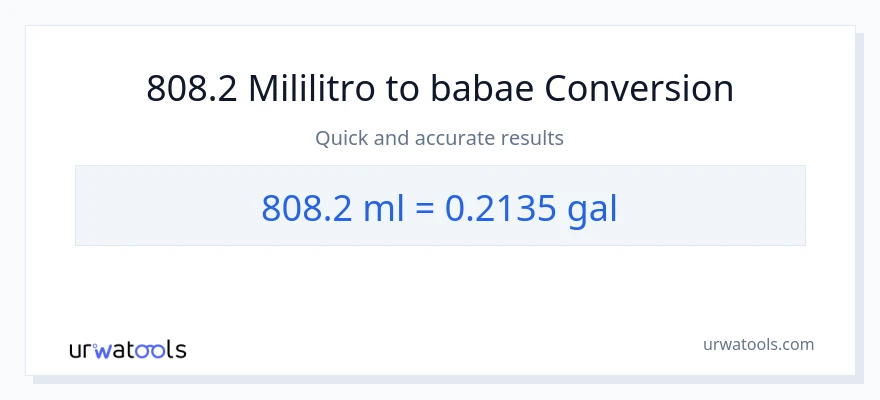 808.2 mga mililitro patungong Mga galon na conversion