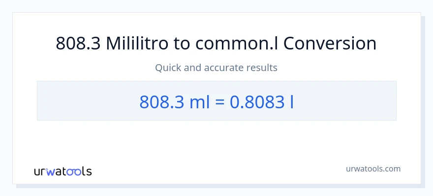 808.3 mga mililitro patungong Liters na conversion