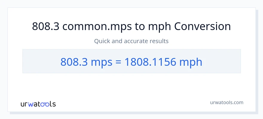 808.3 Meters Per Second patungong milya kada oras na conversion
