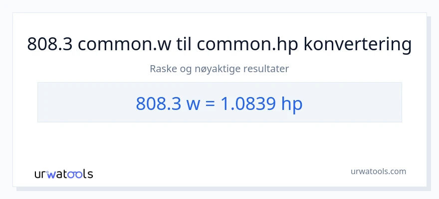 808.3 watt til hestekrefter konvertering