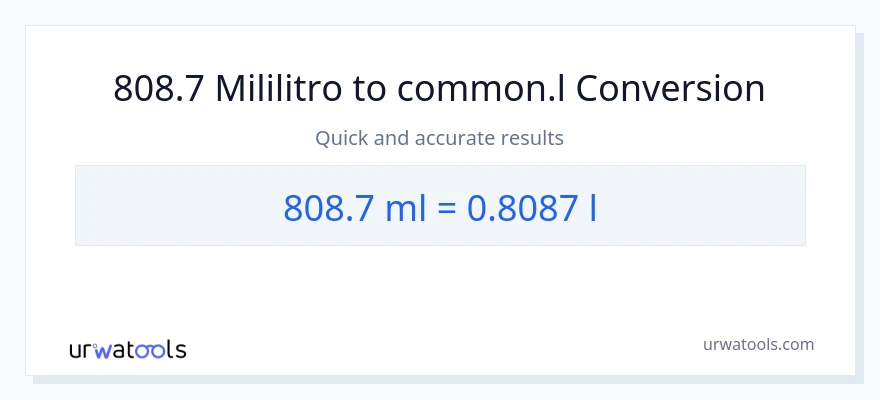 808.7 mga mililitro patungong Liters na conversion