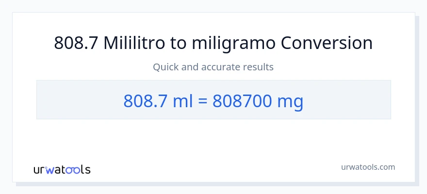 808.7 mga mililitro patungong miligramo na conversion