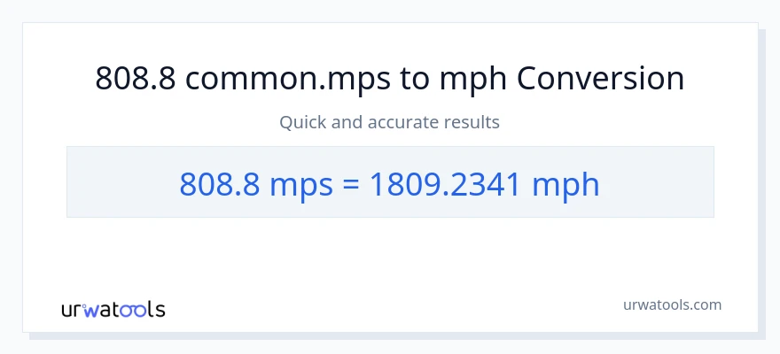 808.8 Meters Per Second patungong milya kada oras na conversion