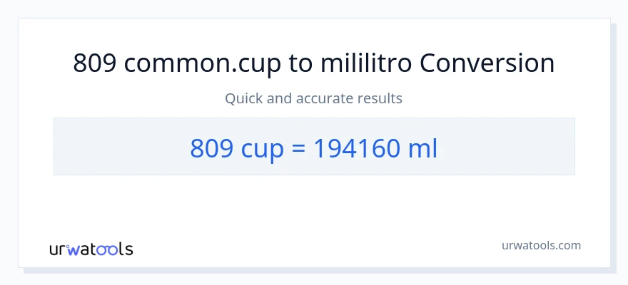 809 mga tasa patungong mga mililitro na conversion