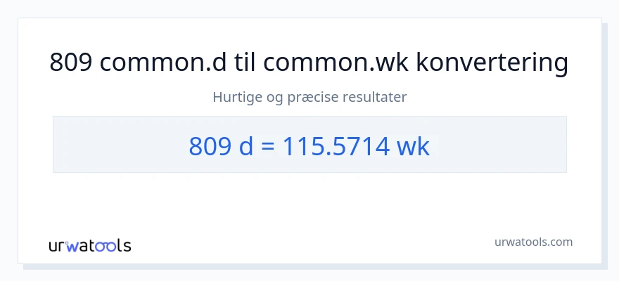 809 Dage til uger konvertering