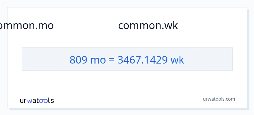 809 മാസങ്ങൾ ൽ നിന്ന് ആഴ്ചകൾ ലേക്ക് പരിവർത്തനം