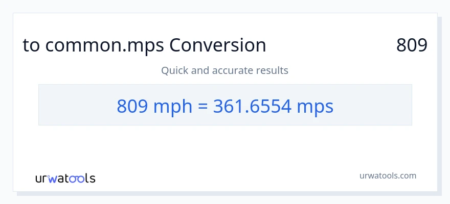 تبدیل 809 مایل در ساعت به Meters Per Second