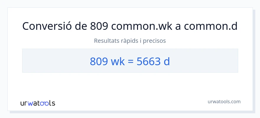 Conversió de 809 setmanes a Dies