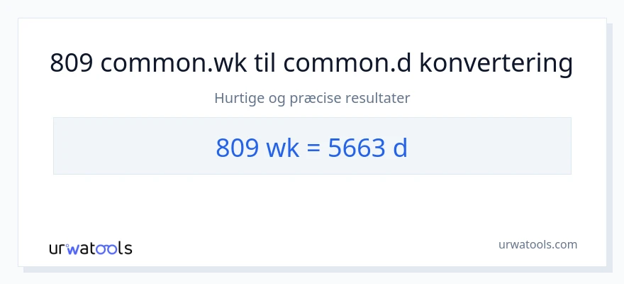 809 uger til Dage konvertering