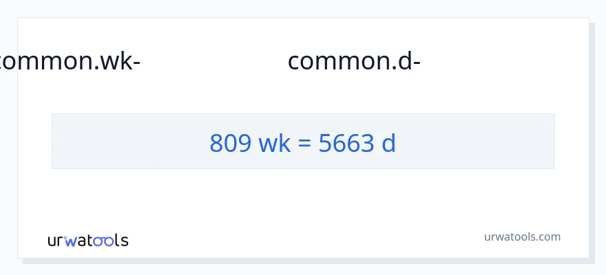 809 ആഴ്ചകൾ ൽ നിന്ന് ദിവസങ്ങളിൽ ലേക്ക് പരിവർത്തനം