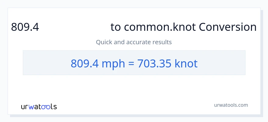 การแปลง 809.4 ไมล์ต่อชั่วโมง เป็น Knots