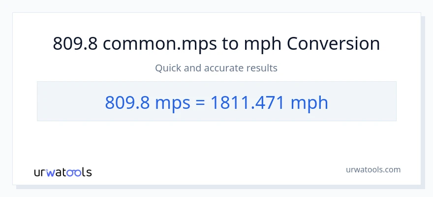 809.8 Meters Per Second patungong milya kada oras na conversion