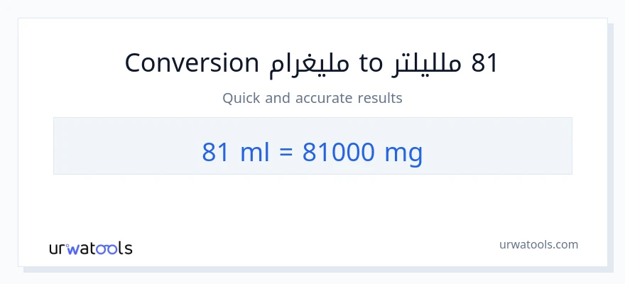 التحويل من 81 ملليلتر إلى ملليغرام