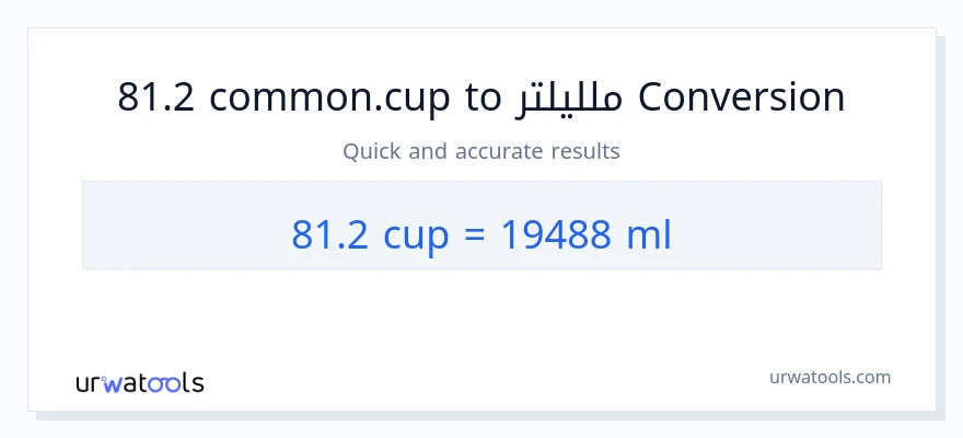 التحويل من 81.2 أكواب إلى ملليلتر