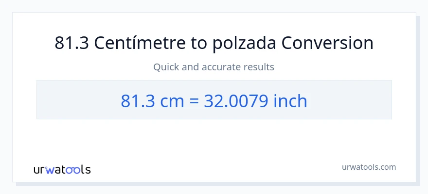 Conversió de 81.3 Centímetres a Polzades