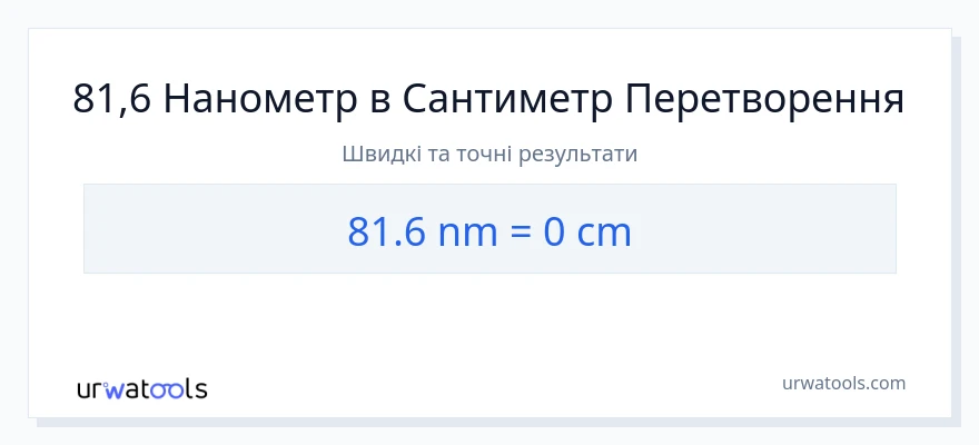 Конверсія з нанометрів у Сантиметри: 81.6