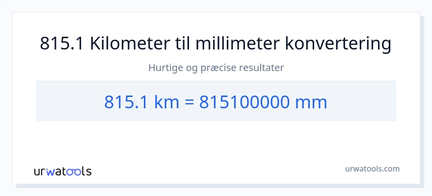 815.1 kilometer til millimeter konvertering