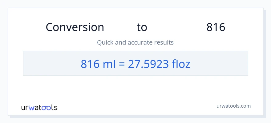 تبدیل 816 میلی‌لیتر به اونس مایع