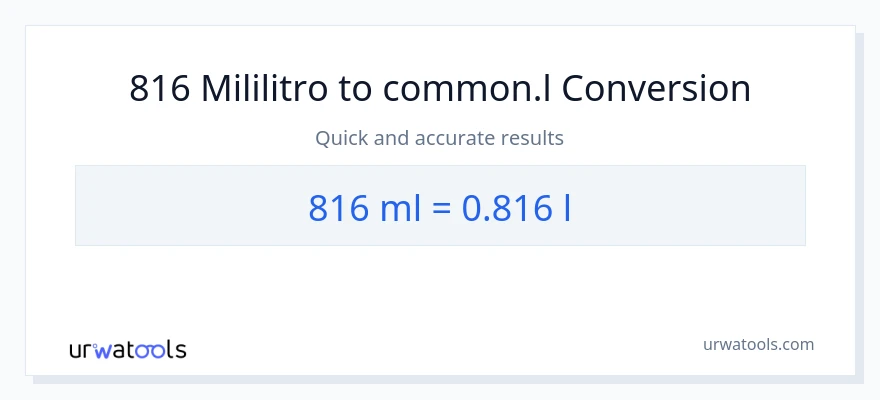 816 mga mililitro patungong Liters na conversion