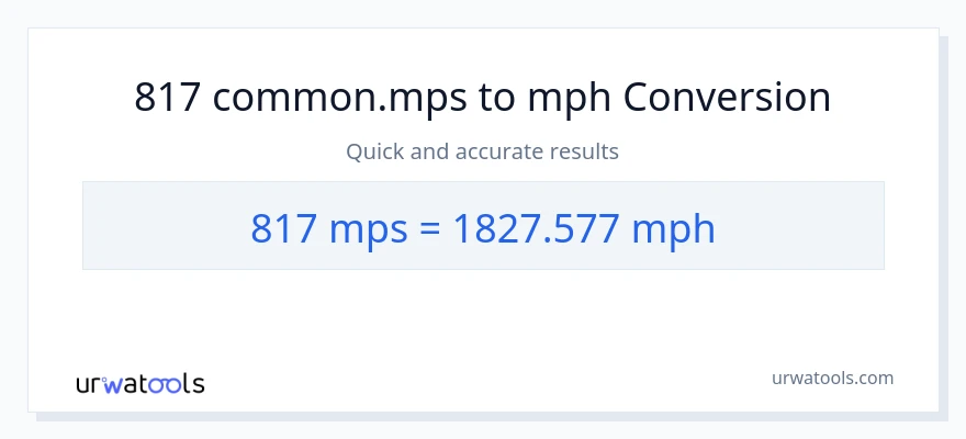 817 Meters Per Second patungong milya kada oras na conversion