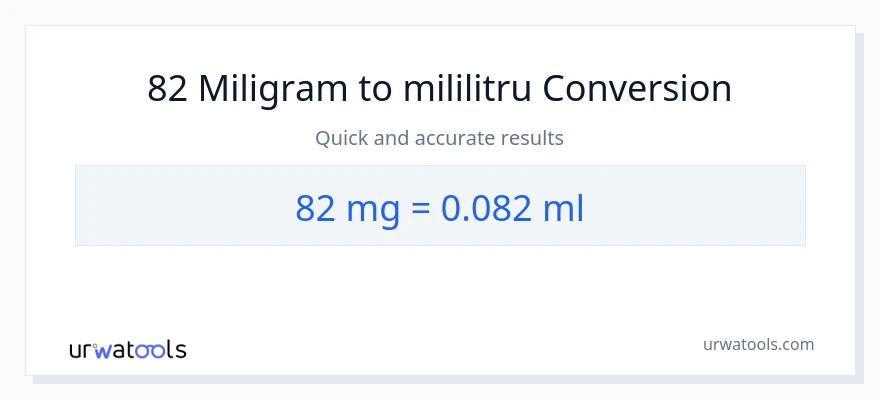 Conversie 82 miligrame la mililitri