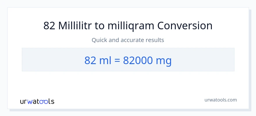 82 millilitr-dən milliqram-ə çevrilmə