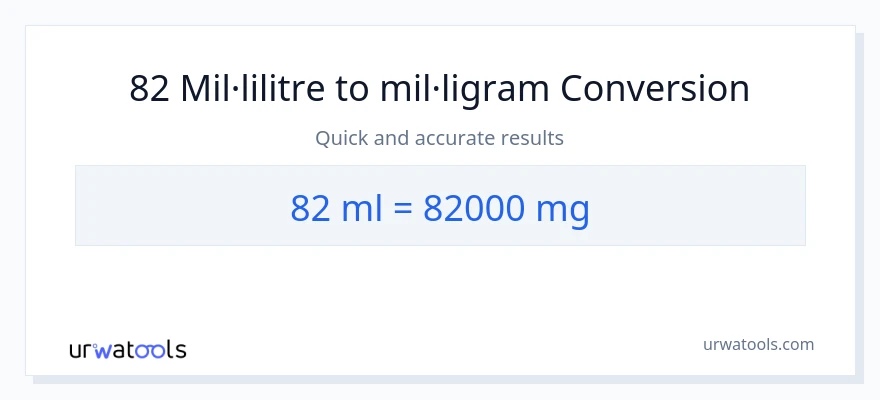 Conversió de 82 mil·lilitres a mil·ligrams