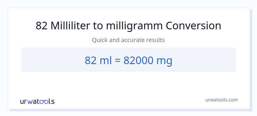 82 Milliliter zu Milligramm Umwandlung