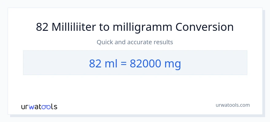 82 milliliitrid konversioon milligrammi-ks