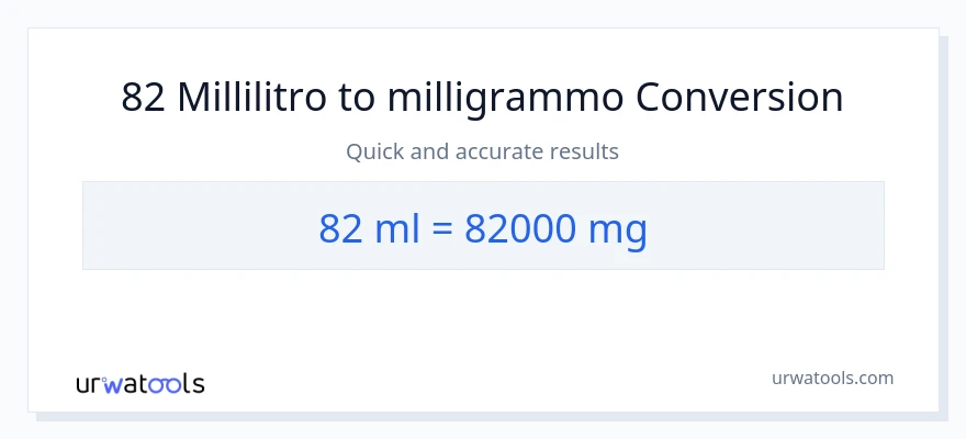 Conversione da 82 millilitri a milligrammi