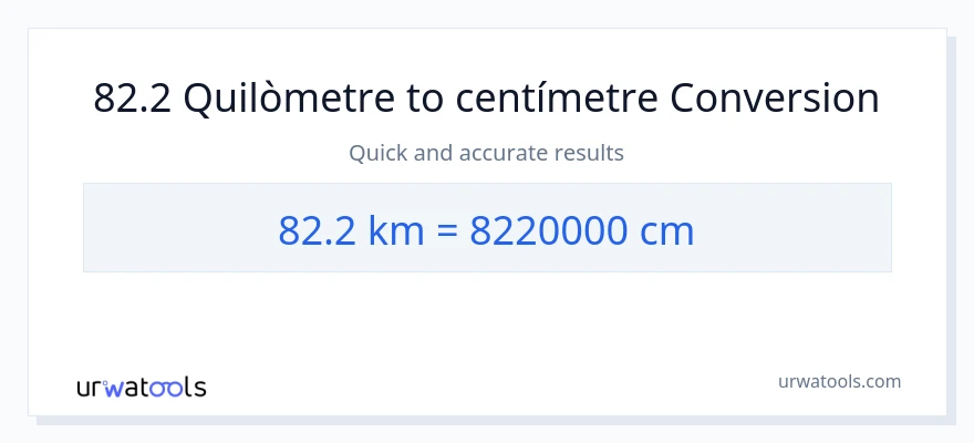 Conversió de 82.2 Quilòmetres a Centímetres