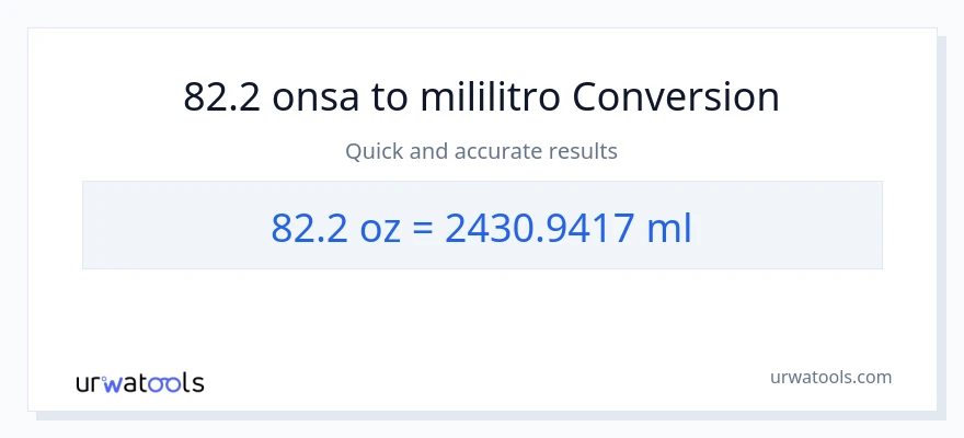 82.2 Mga onsa patungong mga mililitro na conversion