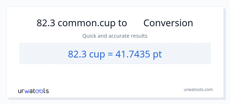 การแปลง 82.3 ถ้วย เป็น Pints