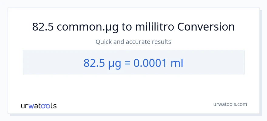 82.5 mga mikrogramo patungong mga mililitro na conversion