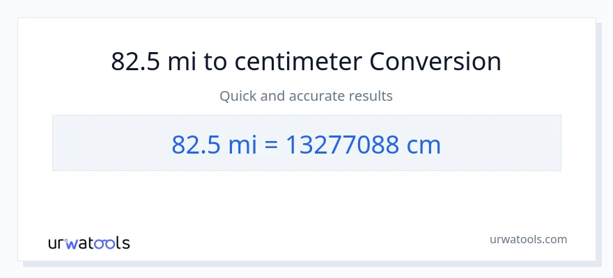 82.5 miles til Centimeter konvertering